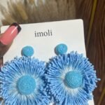 Blue raffia earrings - View 1 | Tomis Store Nigeria