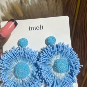 Blue raffia earrings - View 1 | Tomis Store Nigeria