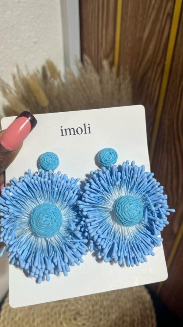 Blue raffia earrings - View 1 | Tomis Store Nigeria