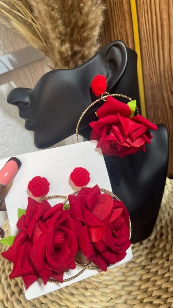 Velvet rose floral earring - View 2 | Tomis Store Nigeria