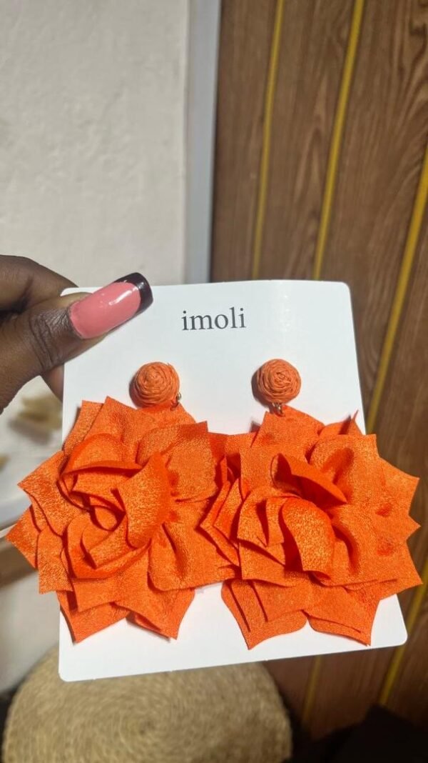 Orange floral earring - View 2 | Tomis Store Nigeria