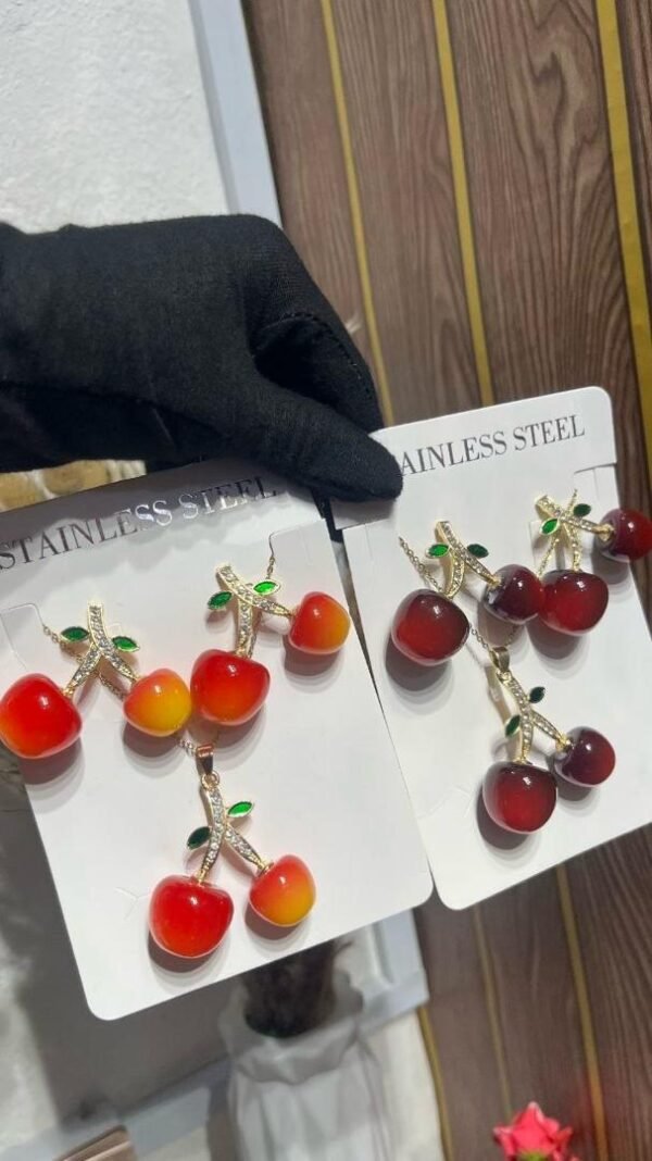 Bold Cherry earrings - View 2 | Tomis Store Nigeria