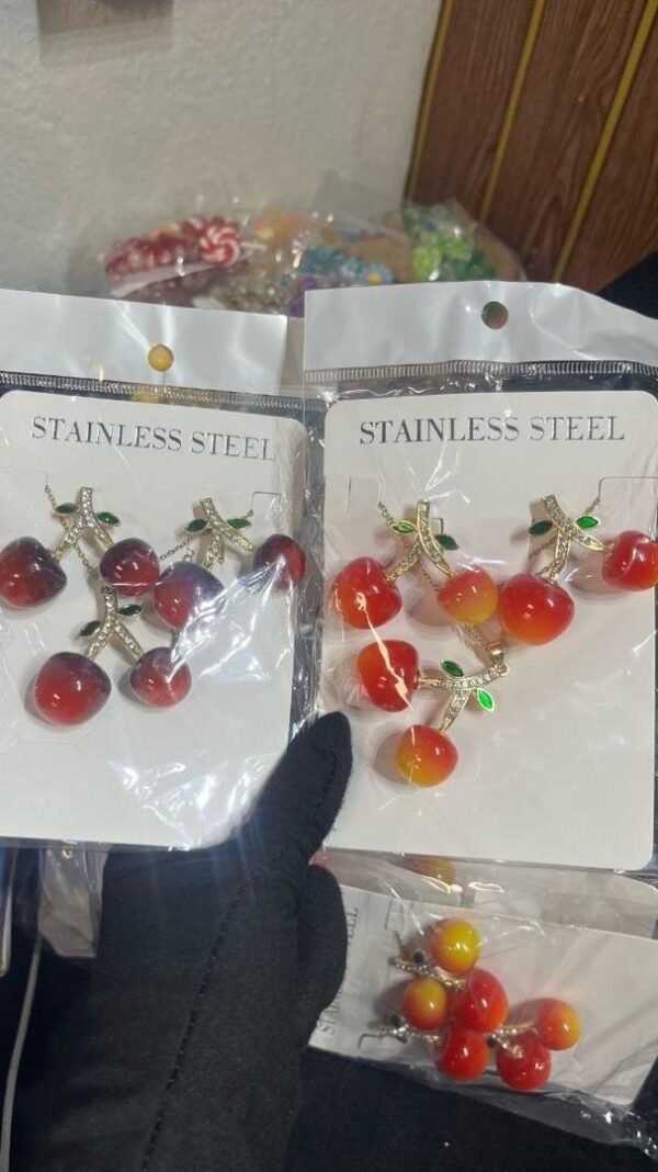 Bold Cherry earrings - View 3 | Tomis Store Nigeria